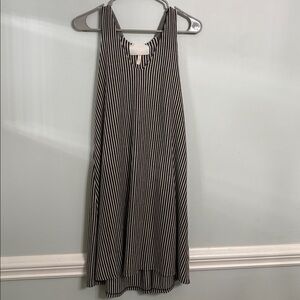 Black and Cream Striped Sleeveless Dress
